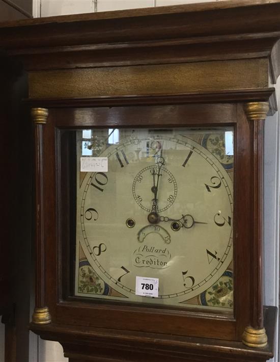 8 day oak long case clock(-)